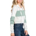 thumbnail image 2 of Doublju Women's Color Block Long Sleeve Cozy Crop Zip Up Hoodie, 2 of 4