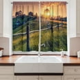 thumbnail image 2 of Ambesonne European Kitchen Curtains, Morning Sunbeams Sky, 55"x45", Fern Green Yellow, 2 of 3