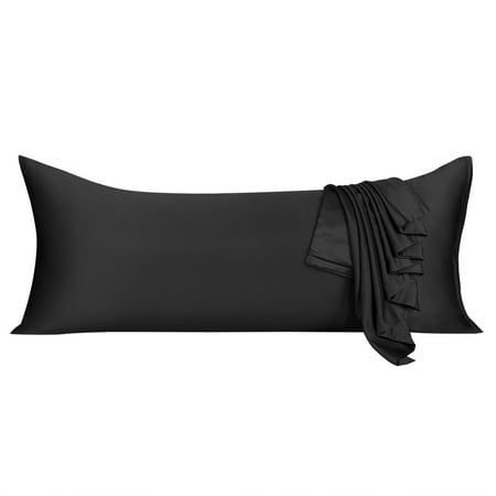 Zippered Black Silky Satin Body Pillow Case 21x60 Long Pillow