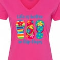 thumbnail image 4 of Inktastic Life is Better Flip Flops Women's V-Neck T-Shirt, 4 of 5