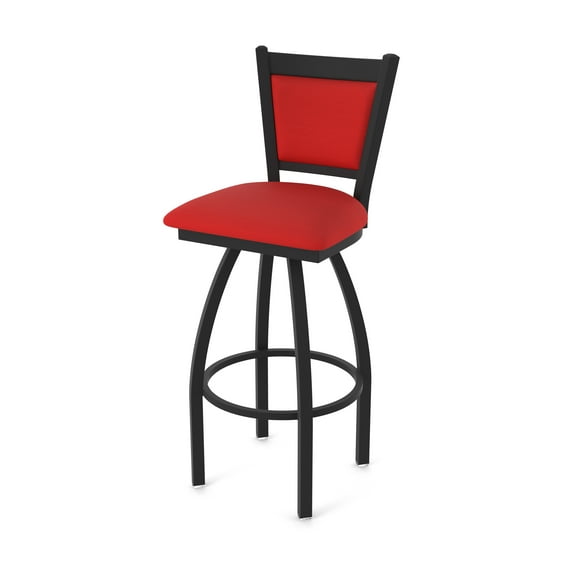 870 Hadleigh 36" Swivel Bar Stool with Black Wrinkle Finish and Canter Red Seat and Back