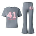 thumbnail image 5 of Gaexia Girls Tshirts and Pants Set,Girls Casual Fashion Outfit With Bow Short Sleeve Top and Long Pants Playwear Comfy Daily Wear Toddler Kids Two Piece Fashion Clothes,11-12 Years, 5 of 6