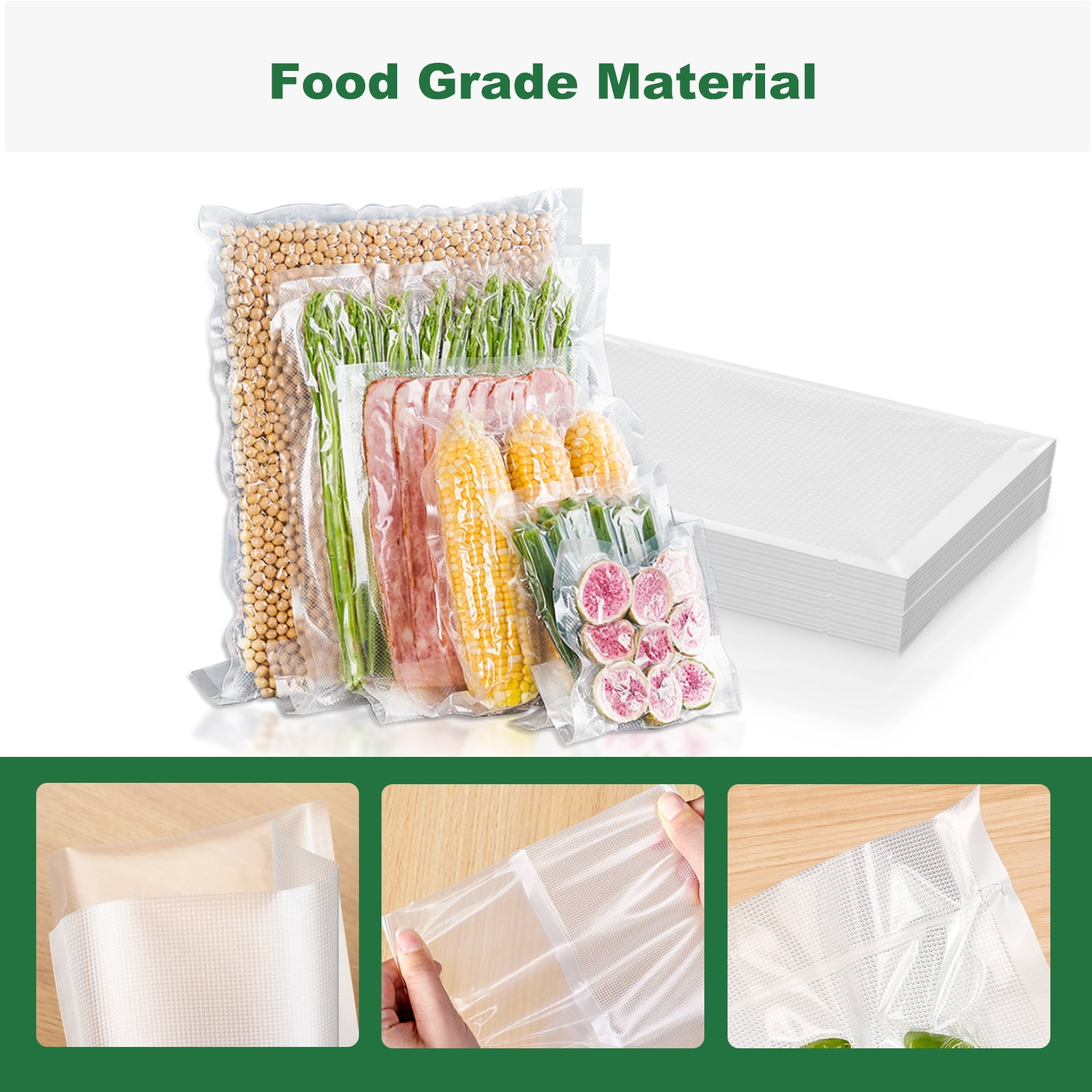 Bonsenkitchen Precut Food Vacuum Seal Bags 100 Quart 8" x 12"