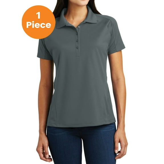 Sport-Tek L474 Ladies Dri-Mesh Pro Polo Shirt, Steel, XL, Womens Workout Tops