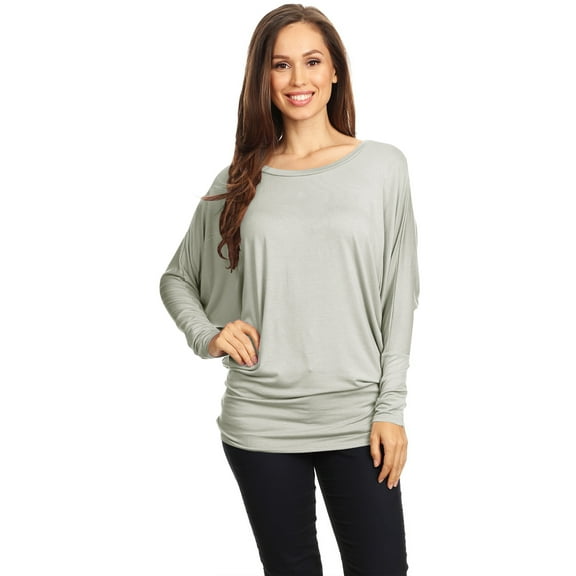 Women's Trendy style dolman sleeves solid tunic top
