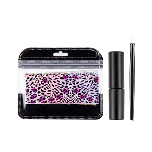 Kit de gel de pegamento para uñas, herramientas de maquillaje prácticas para arte de uñas, bricolaje, cosplay, mujeres Estampado de leopardo