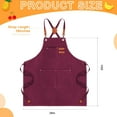 thumbnail image 3 of 4 Pack Canvas Chef Apron for Men with Adjustable Strap Cross Back Cotton Barber Apron with Pocket, 26 x 30'', 3 of 13