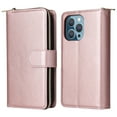 thumbnail image 2 of Feishell for Apple iPhone 13 Pro Max (6.7 inch) Wallet Case for Women Men,Premium PU Leather Magnetic Clasp Zipper 9 Card Slots Folio Flip Holder Shockproof Purse Phone Case with Wrist Strap,Rosegold, 2 of 8