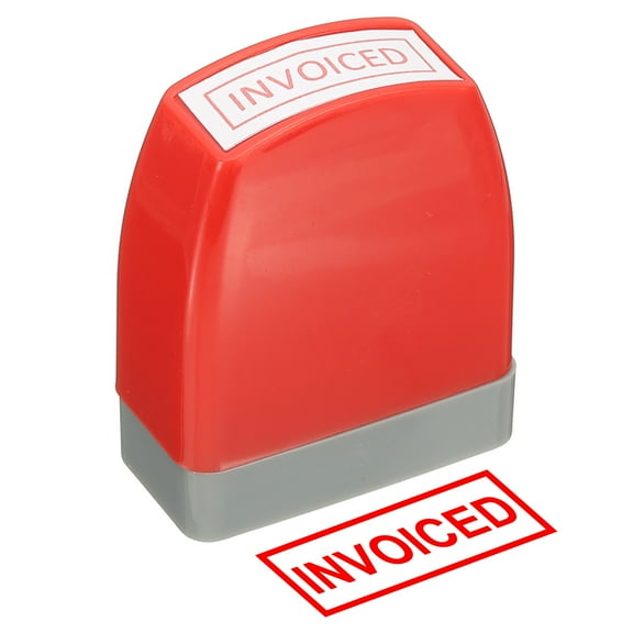 Invoiced Notice Stamp Self Inking, Red Ink Office Stamps Pre Inked Message Stamp Refillable Business Stamp, Red