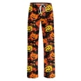 thumbnail image 4 of Zydvens Women Halloween Pajama Pants Wide Leg Lounge Wear with Pockets Soft Elastic Waist Drawstring Sleepwear Bottoms Splatter Pumpkin Print Costume Cosplay Party S-3XL, 4 of 7
