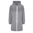 thumbnail image 5 of UngA Long Fleece Hoodies for Women Fashion Sweatshirts Comfortable Long Fleece Sweatshirt with Pockets Women's Zip Up Hoodies (Light Gray,M), 5 of 7