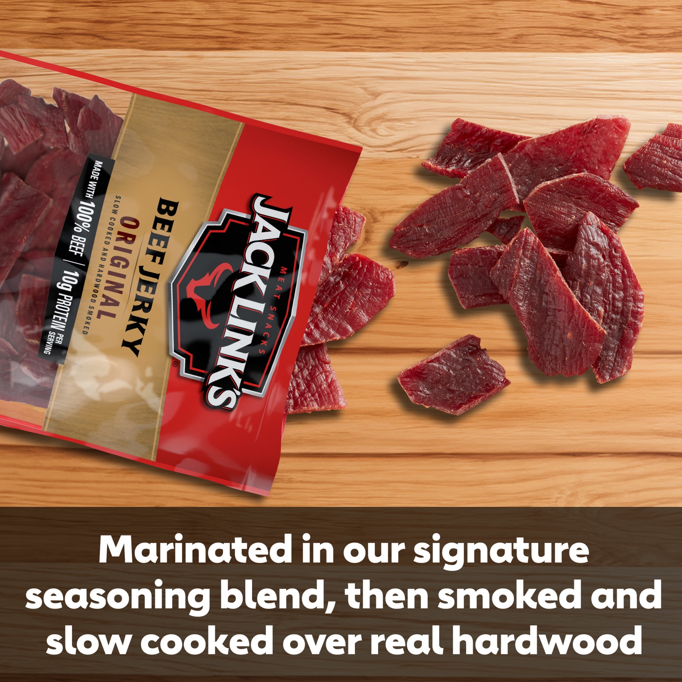 (8 pack) Jack Link’s Beef Jerky, Original, Made with 100% Beef, 10g of Protein per Serving, 5 oz, Resealable Bag