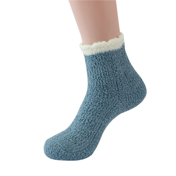 Calcetines térmicos de lana gruesa para mujer - Calcetines de dormir de caña media - Talla única para 35-39 - Cómodos para el invierno/casa