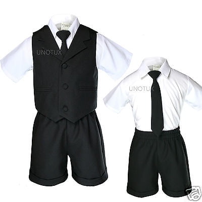 Light Khaki Color Boy Toddler Eton Formal Vest Shorts Outfits Suit Newborn to 4T