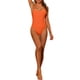 thumbnail image 1 of Traje de baño de una pieza para mujer con lazo cruzado en la espalda, control de abdomen, sin espalda, bañadores monokini S naranja, 1 of 5