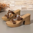 thumbnail image 4 of Viluyesy Womens Block Heeled Sandals, Summer New Style Thick Sole Slip-On Casual Fashion Platform Shoes Brown, 4 of 6