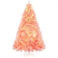 thumbnail image 1 of Gymax 7.5 FT Pre-Lit Tinsel Christmas Tree Artificial Xmas Tree w/ 1300 Lush Branch Tips Pink, 1 of 10
