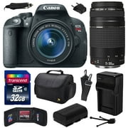 Canon EOS Rebel T5i (700D) Digital SLR with 18-55mm STM and EF 75-300mm f/4-5.6 III Lens includes 32GB Memory + Large Case + Extra Battery + Travel Charger + Memory Card Wallet + Cleaning Kit 8595B003