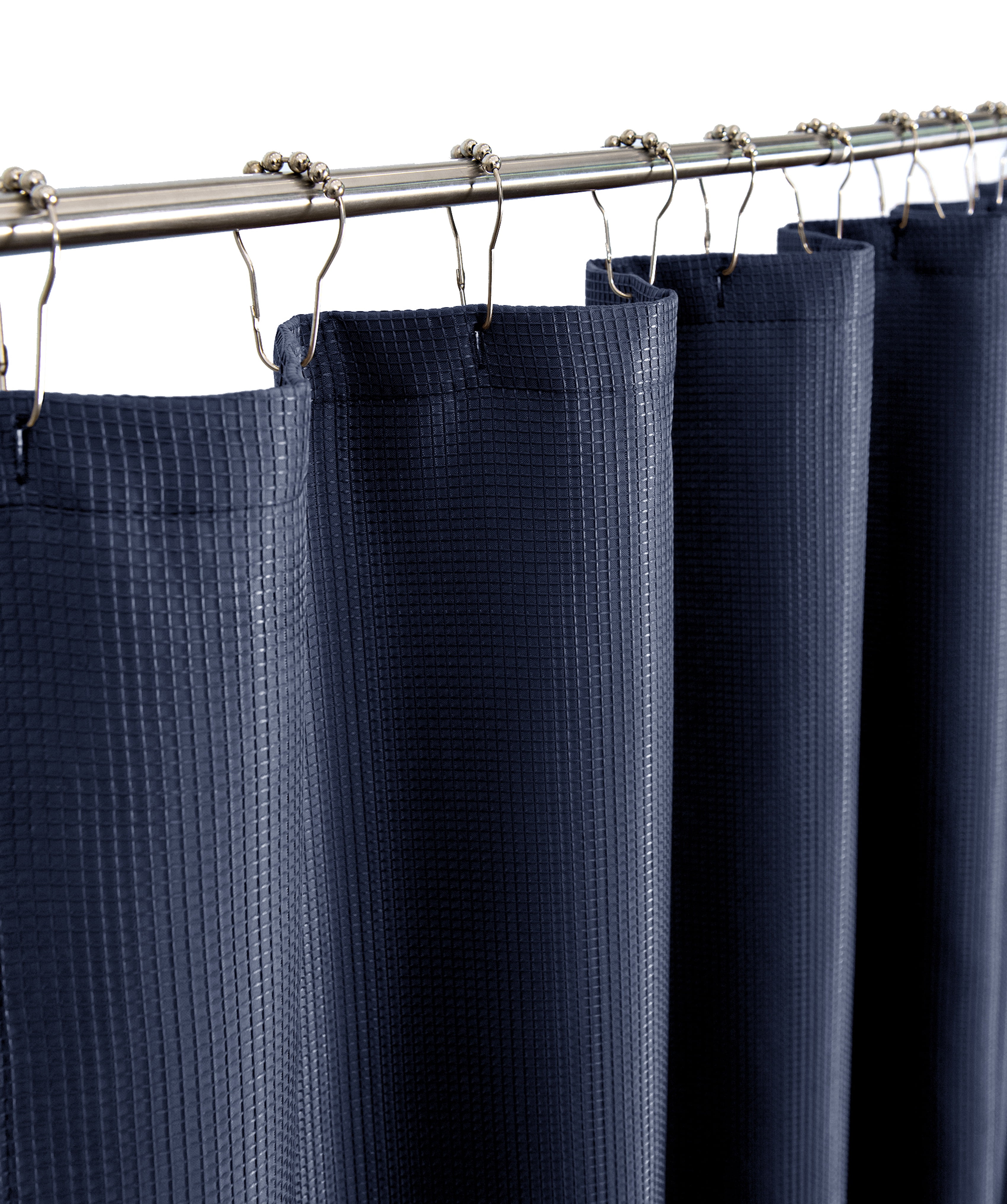 Dainty Home Waffle Weave Textured Fabric Shower Curtain, 70” x 72", Navy
