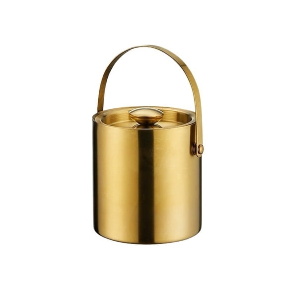 Gold Stainless Steel Double Layer Ice Bucket With Lid For Cocktail Bars, Freezers, And Wine