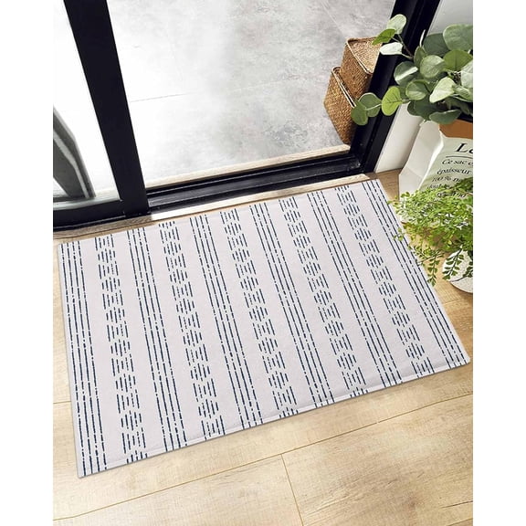 Shag Bath Rugs Bohemian Ethnic Striped Retro Plush Soft Fluffy Doormat Floor Carpet,Non-Slip Living Room Bedroom Kitchen Entryway Door Mats Farmhouse Style Geometric Art