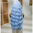 thumbnail image 2 of Mictong 28 inch long curly bangs wig, natural fluffy wavy wig, fashionable and cute bangs wig, soft high-temperature silk bangs wig, suitable for cosplay, 1 piece, blue, 2 of 2