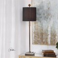 thumbnail image 2 of Maklaine Metal & Fabric Table Lamp with Drum Shade in Antique Brass and Black, 2 of 7