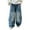 Blue, variant on KAUOD Kids Teen Cargo Baggy Jeans Boys Loose High Waist Straight Wide Leg Hip Hop Stretchy Pants Retro Multi Pocket Streetwear