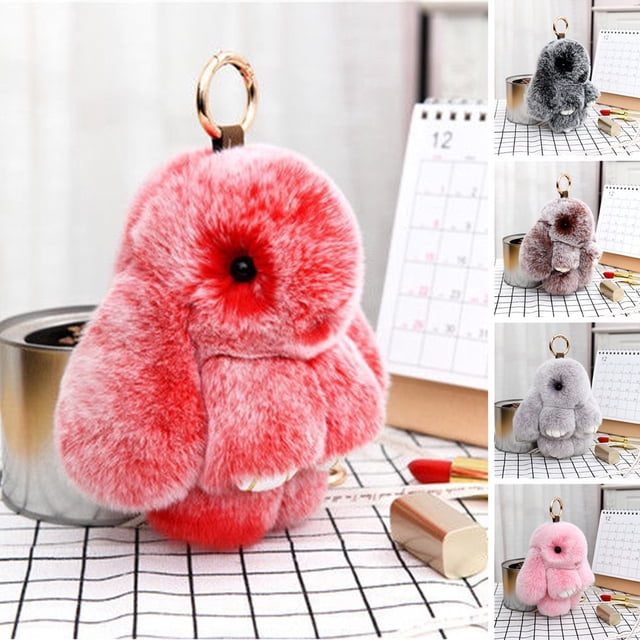 PENGXIANG Bunny Keychain Super Soft Faux Plush Lovely Rabbit Doll Plushies Backpack Decor Colored Stuffed Rabbit Pendant Children Doll Toy Birthday Gift