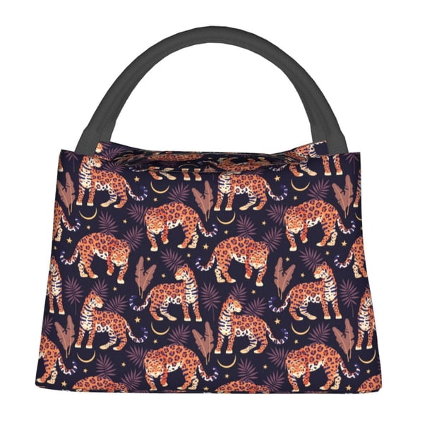 Fotbe Leopard Print Bolsa Térmica Portátil con Estampado, Bolsa de Entrega de Alimentos Aislada, Bolsa Reutilizable de Gran Capacidad para Comidas y Supermercado