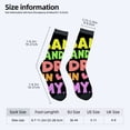 thumbnail image 4 of Four Seasons Universal Socks - 2 Pairs of Unisex Trendy Socks with Bold Colorful Text & Fun Patterns on Black Background, 4 of 5