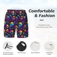 thumbnail image 3 of Yiaed mushroom rainbow color Skull Print Mens Swim Trunks Bathing Suit Compression Liner Beach Swim Shorts Swimwear Quick Dry Zipper Pocket No-Chafing Board Short-Medium, 3 of 6
