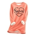 thumbnail image 3 of Feancey Fleece Lined Sweatshirt Women Plus Size Winter Thermal Tops Trendy Letter Print Crewneck Pullover Comfy Fuzzy Loungewear Pajamas Orange XL, 3 of 4