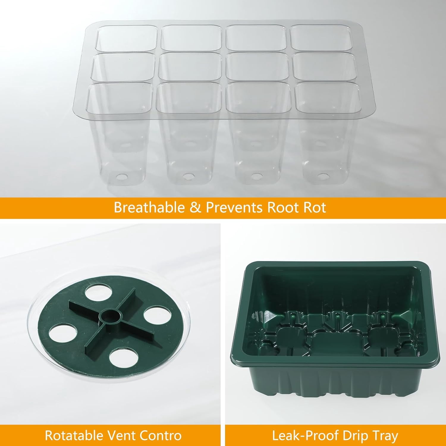 Seed Starter Trays with Humidity Domes, Seed Starter Kit for Indoor Greenhouse, Seedling Starter Tray for Seeds Growing