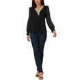 thumbnail image 2 of INSPIRE CHIC Women's Lace V Neck Long Sleeve Simple Casual Tops Fall Winter Fashion T Shirt, 2 of 4