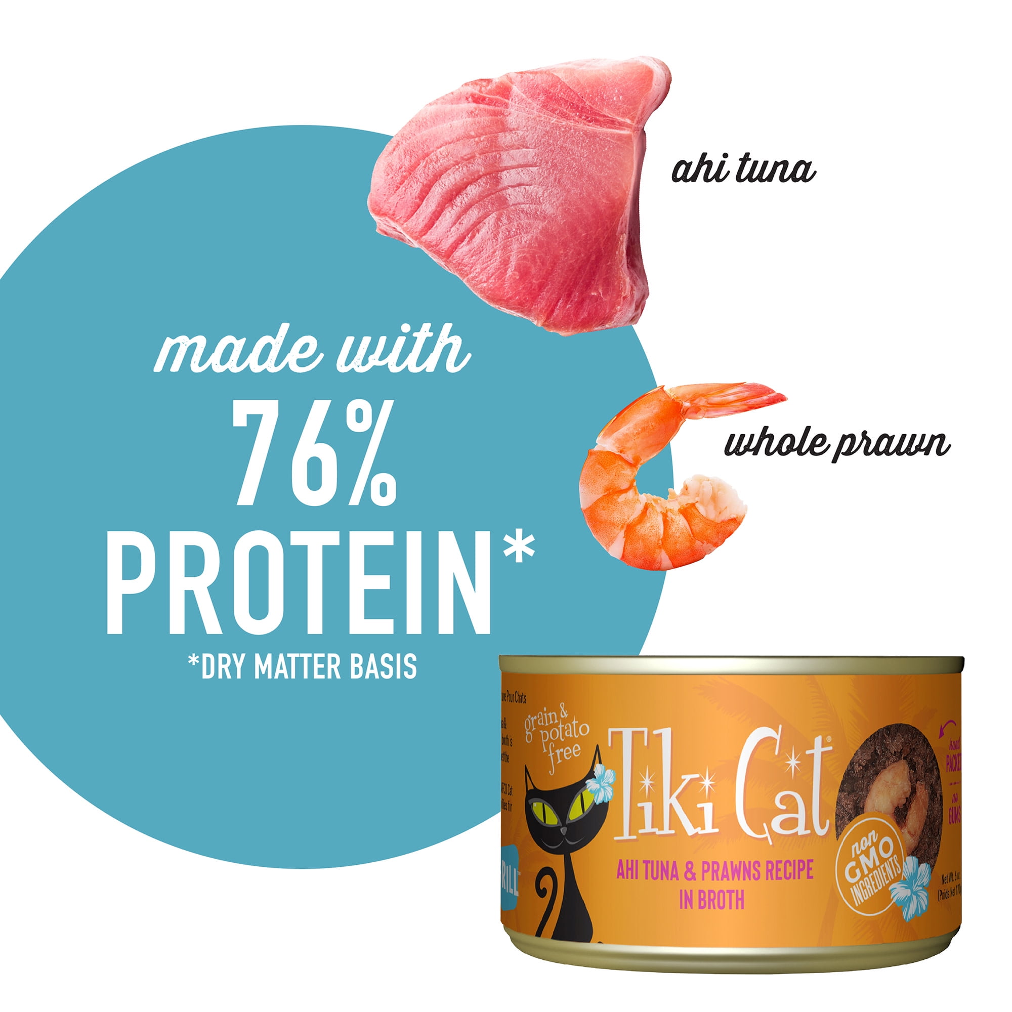 (2 pack) Tiki Cat Grill Wet Cat Food, Ahi Tuna, & Prawns, 6 oz. Can