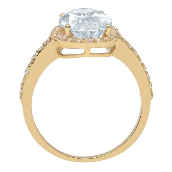 2.27 ct Oval Cut Natural Sky Blue Topaz Solitaire with Accents Engagement Ring for Women in 14K Yellow Gold