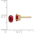 thumbnail image 3 of 14k Yellow Gold 6mm X 4mm Ruby Oval Post Stud Earrings Birthstone July Gemstone, 3 of 7