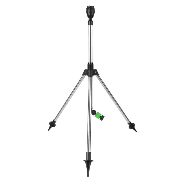 Irrigation Head Stand, Less Leakage 1/2 Nozzle 360 Degree Rotation Rotating Sprinkler Tripod Stainless Steel Pipe 3/4 Quick Connector for Garden Lawn