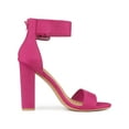 thumbnail image 3 of BLISSFUL STEP Open Toe Ankle Straps Block Heel Sandals for Women Hot Pink 9, 3 of 7