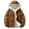 thumbnail image 4 of Unisex Loose Hooded Cotton-Padded Jacket, Coffee Brown, Size XL, 4 of 4