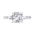thumbnail image 4 of Orlando - Moissanite Cushion Cut Lab Diamond Engagement Ring With Tapered Baguette Sidestones, 4 of 5