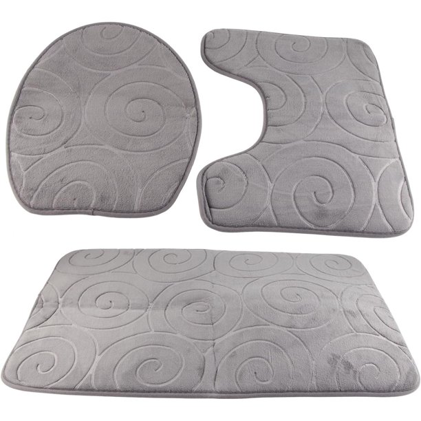 Alfombrillas de Baño Antideslizantes, Tapa de Inodoro, Alfombrillas de Suelo Absorbentes (Gris)