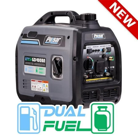 Pulsar Products GD400BN, 4000W Portable super-quiet Dual Fuel & Parallel Capability, CARB Compliant Inverter Generator, ultra-lightweight and RV Ready, 4000-Watt Gray