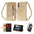 thumbnail image 1 of Case for FOXDOCK Samsung Galaxy Z Fold3 5G Glitter Zipper Wallet Case with Short Hand Strap, 1 of 4