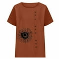 thumbnail image 3 of Birdeem Blouses pour Femmes Été Col Rond Manches Courtes Mode Décontractée Imprimé Bouton Haut T-Shirt, 3 of 9
