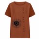 thumbnail image 2 of Camiseta Casual de Manga Corta con Botón de Cuello Redondo de las Mujeres, Tops Cortos para las Mujeres, 2 of 3
