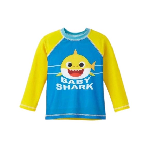 Baby Shark Toddler Boys' Long Sleeve Rash Guard, Blue (2T)