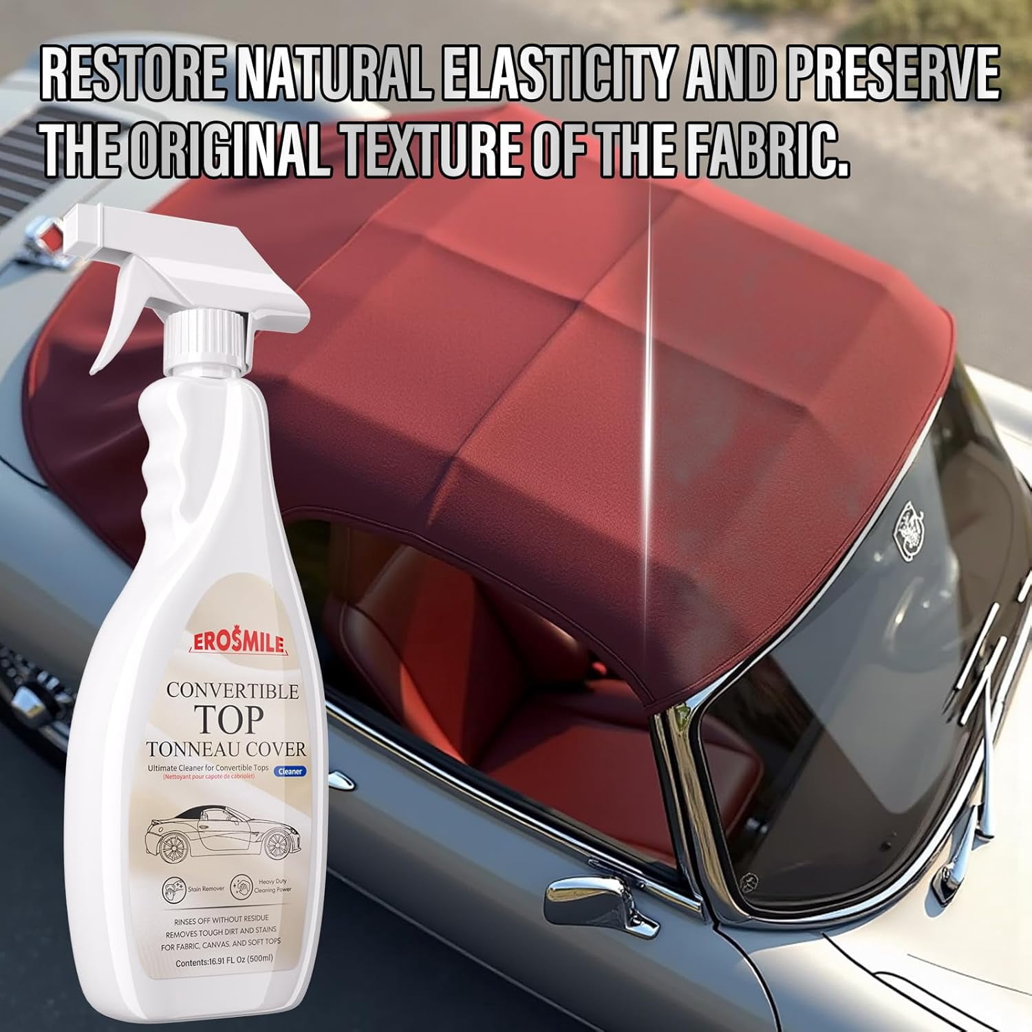 Convertible Top Cleaner and Protectant Kit Use for Cleaning And Protecting The Automotive Soft Tops of Fabric Construction.Deep-Penetrating Cleaning,Preventing Cracks, 2 Pack,Total 32 oz