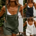 thumbnail image 4 of Douhoow Women Short Overalls Solid Color Square Collar Loose Playsuits Sleeveless Rompers, 4 of 4